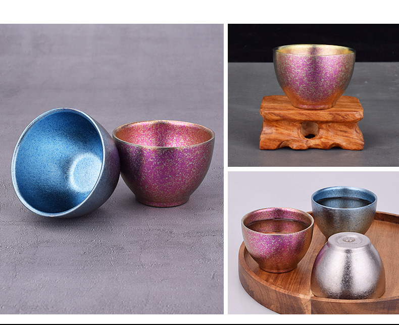 Camping pure titanium tea cups, double-layer insulated household tea tasting cups, personal master cups, outdoor Jian zhan Gongfu tea sets pic 18