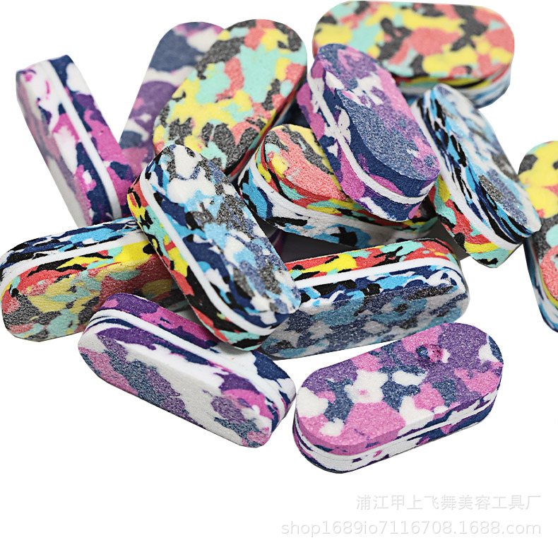 美甲搓条迷彩迷你椭圆小方块指甲锉条纹海绵搓条打磨块迷你小搓条详情9