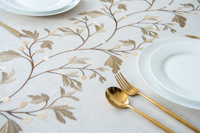 Amazon cross-border embroidered checkered flower tassel tablecloths, rectangular coffee tables, tablecloths and table coverings manufacturer embroidery pic 35