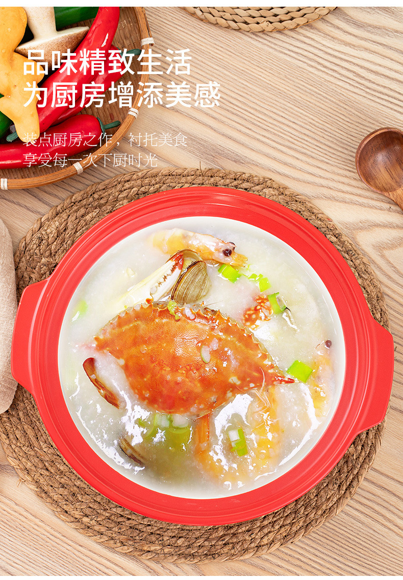 Red flat-bottomed shallow-mouthed clay pot for electric ceramic stove, high-temperature resistant commercial and household dry-burning crack-free 煲仔饭 ceramic stew pot pic 12