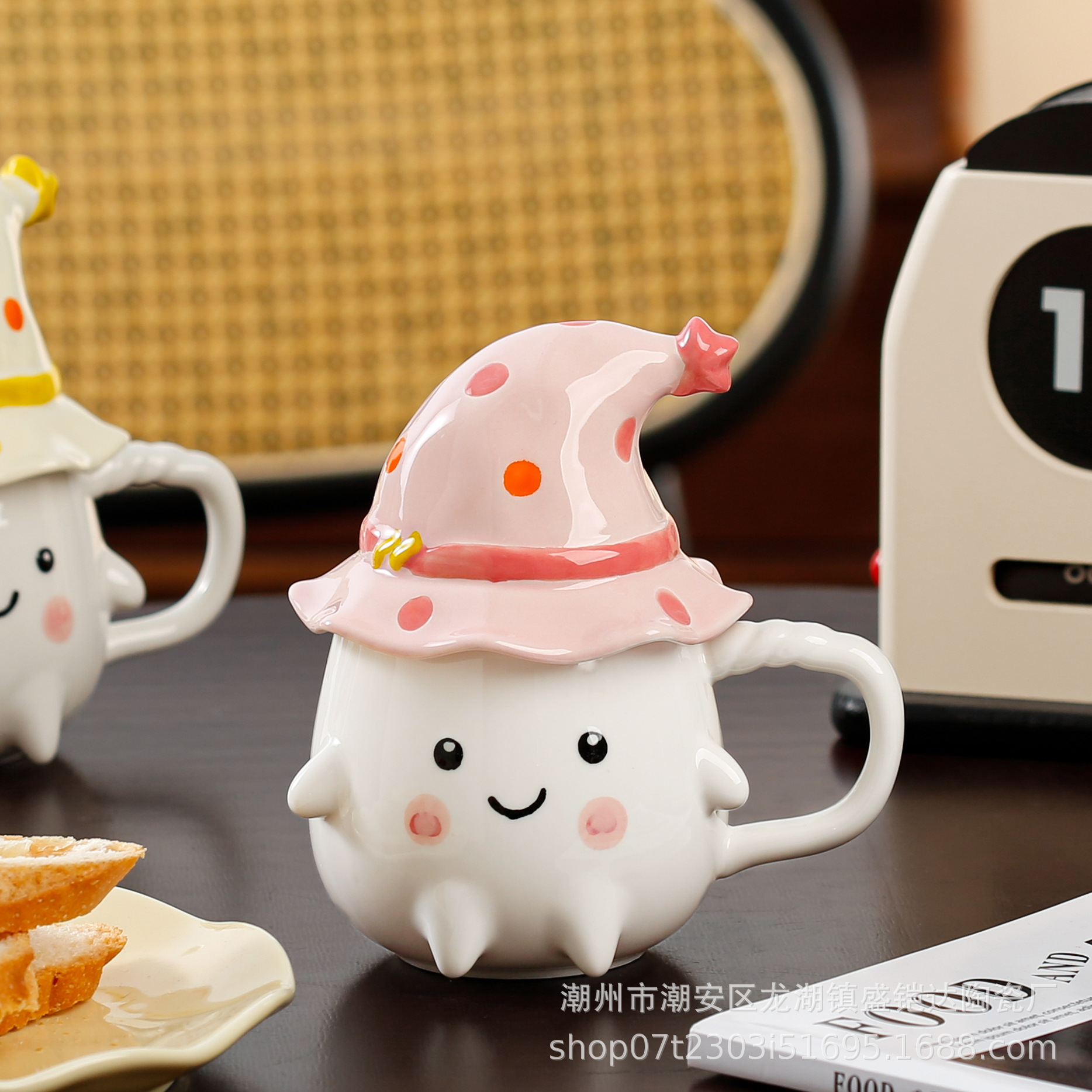 Ghost Mugs, birthday gifts, strange and unique ceramic cups with LIDS, gifts for girls, Halloween water cups pic 7