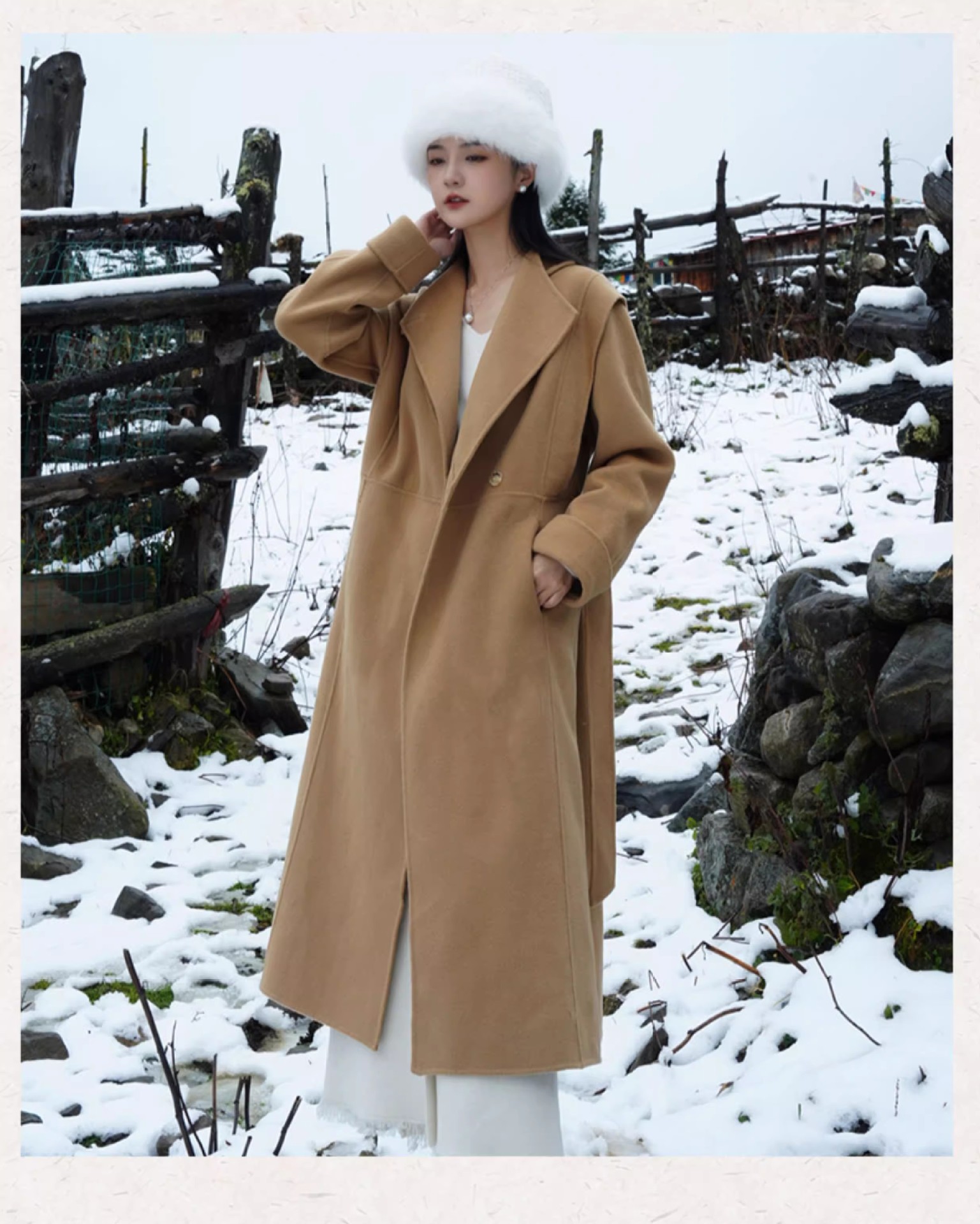 2025 New Chinese-style Australian wool Double-sided cashmere Chinese-style coat for women, mid-length black woolen wool coat with buttons pic 32