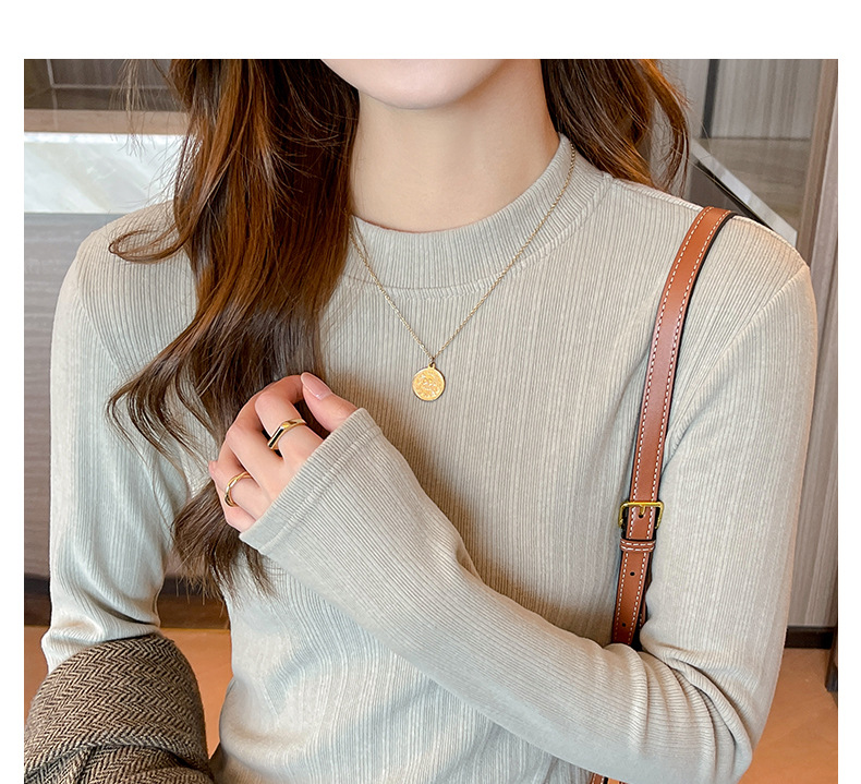 秋冬季磨毛椰绒小立领正肩内搭打底衫女德绒可外穿高级感上衣t恤详情13