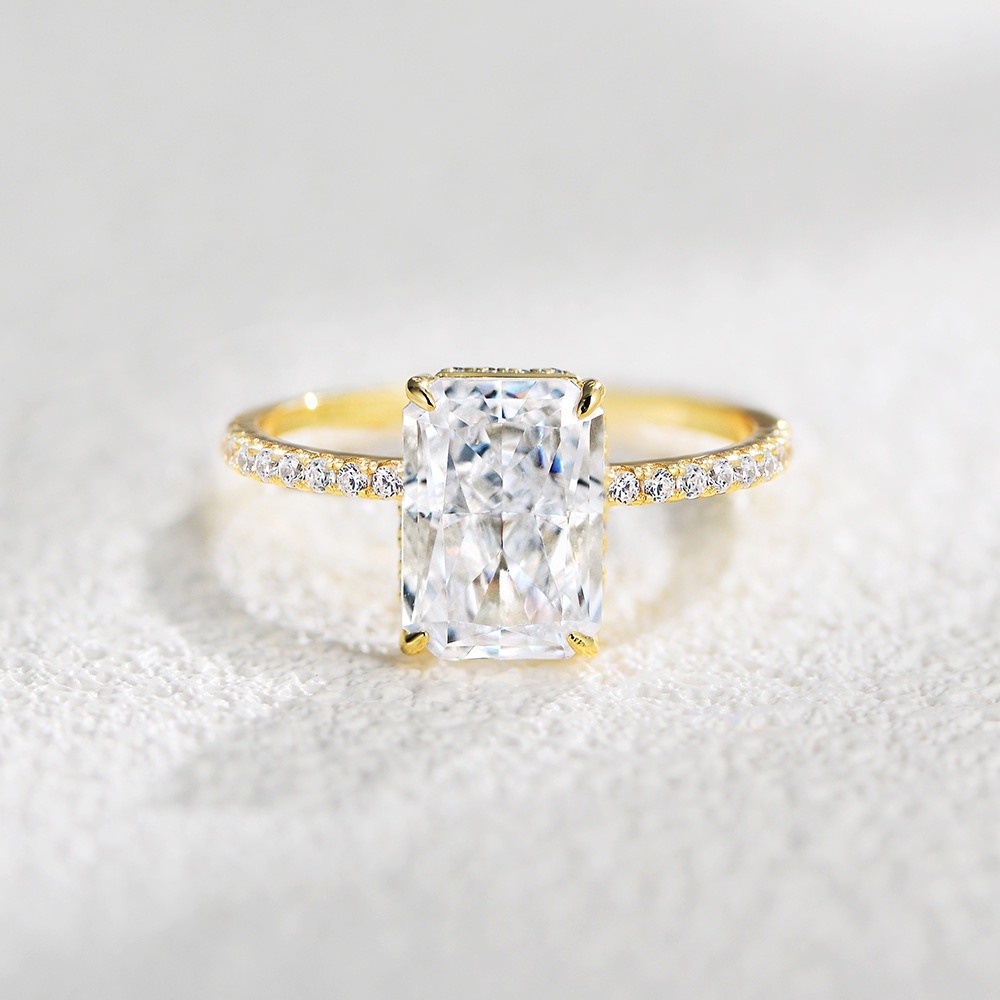 s925 sterling Silver Super Flash Ice Flower Cut Zircon ring set, high-quality cross-border luxury ins ring set from Europe and America pic 15