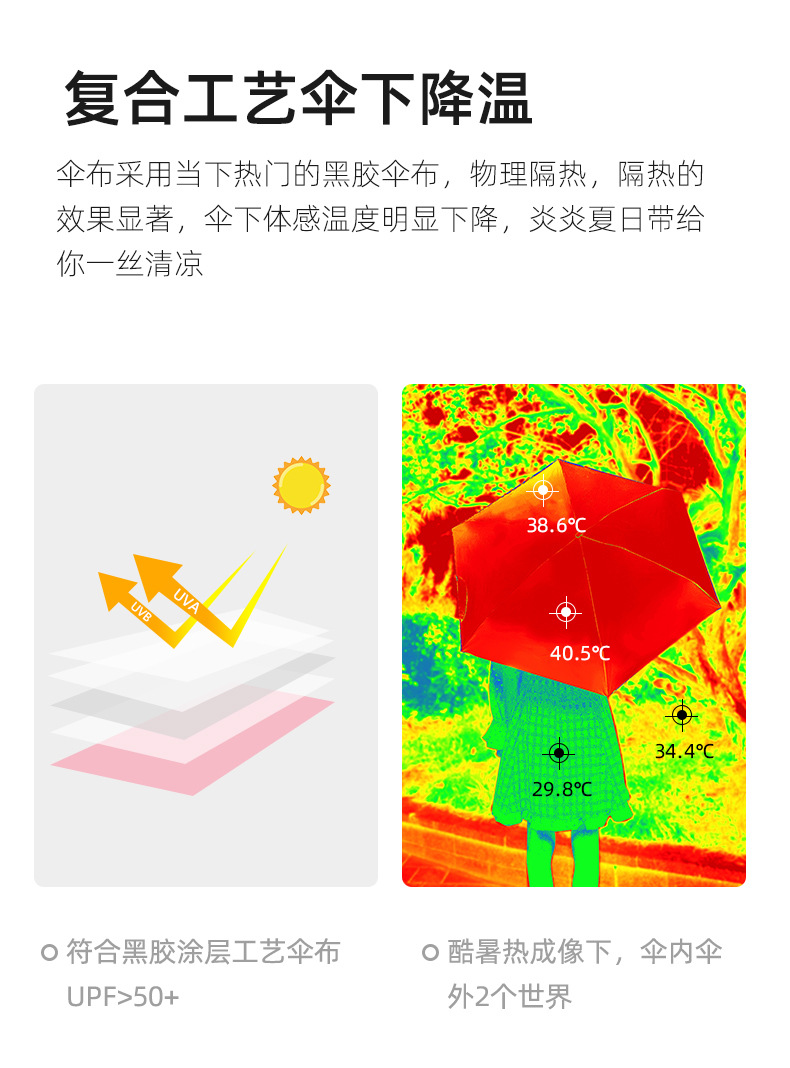 自动遮阳雨伞女夏折叠男晴雨两用防晒防紫外线太阳伞定可印制logo详情11