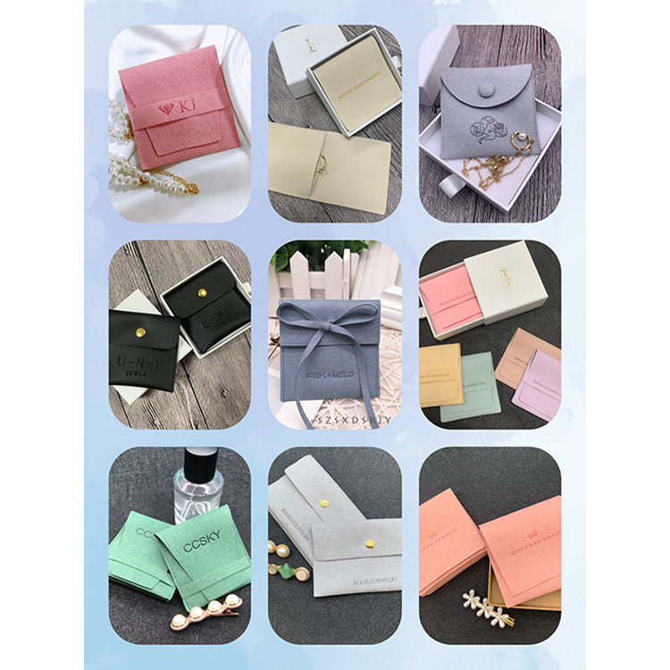 Customized LOGO jewelry storage bags, earrings, rings, cloth bags, lipstick packaging bags, bags, microfiber binding ropes, envelope bags pic 4