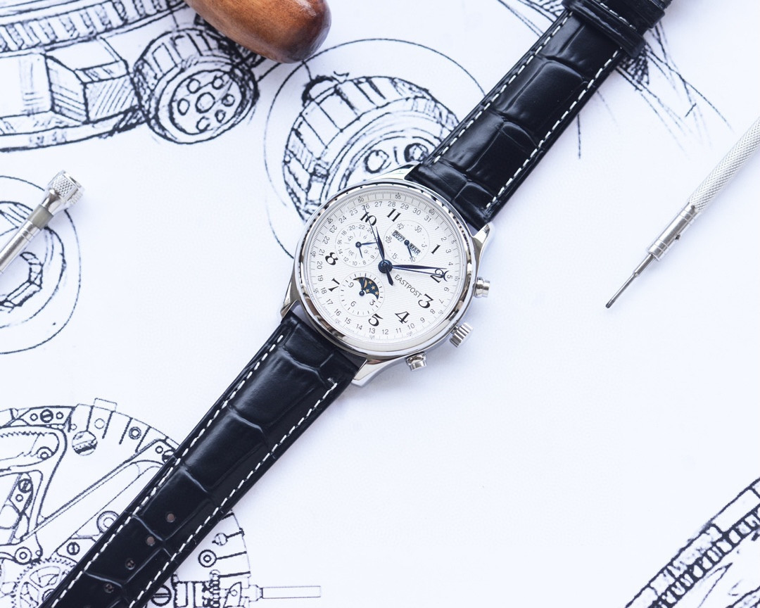 浪家名匠8针月相精钢计时琴男士防水手表全自动机械男表批发代发详情11