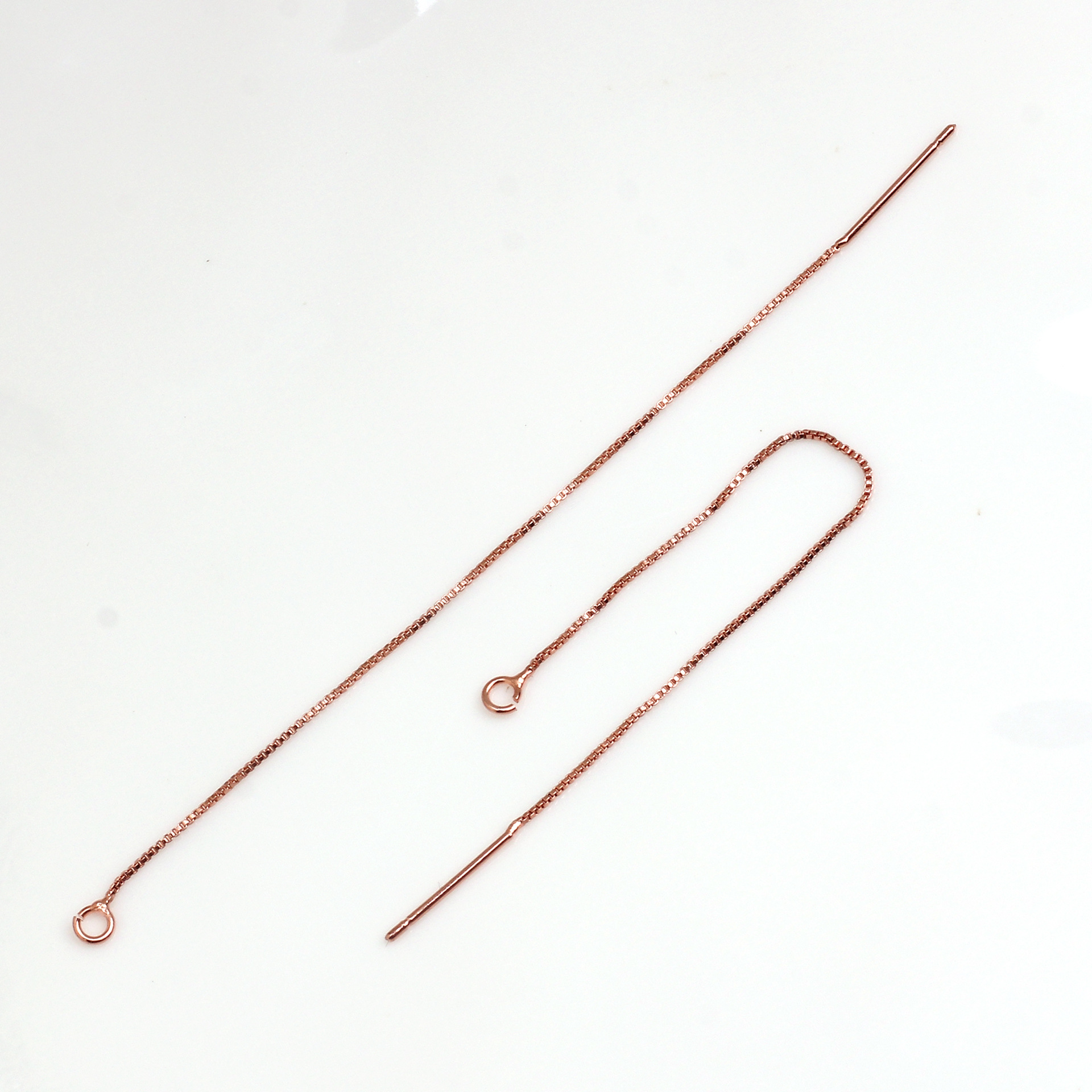 14K copper-plated real gold color-preserving box chain earring wire earrings chain earpins welded flat chain earrings accessories pic 7