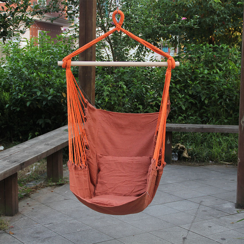 Wholesale of cross-border outdoor hammocks, balcony indoor hammocks, frame swings, leisure colorful striped canvas swings and hanging chairs pic 36