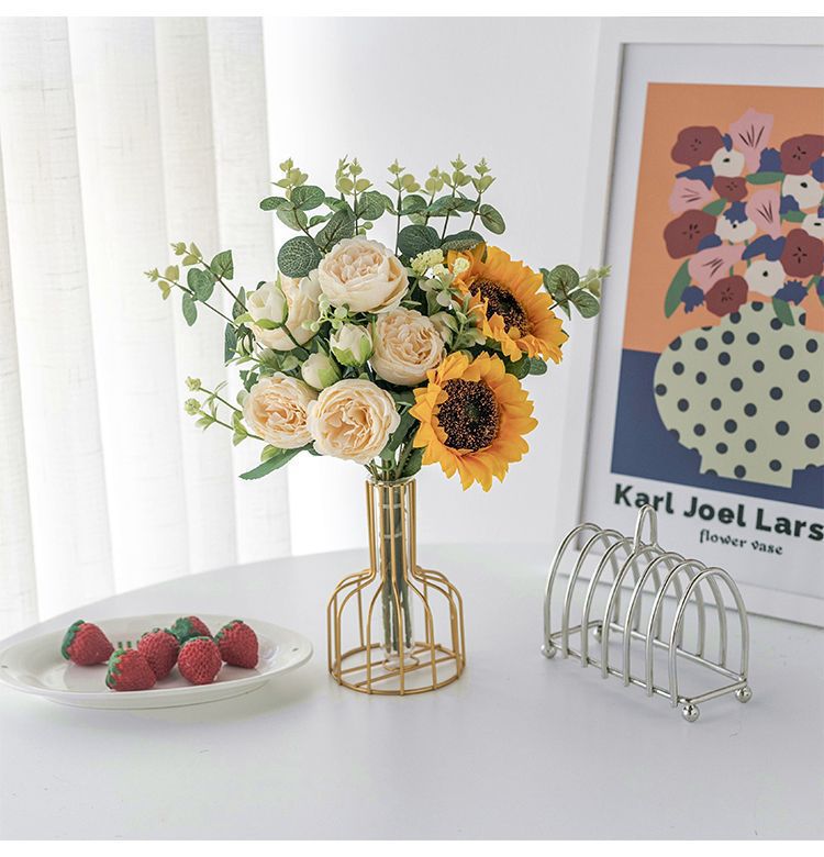 向日葵假花花摆设客厅餐桌面花艺装饰摆件卧室干花束绢花详情15