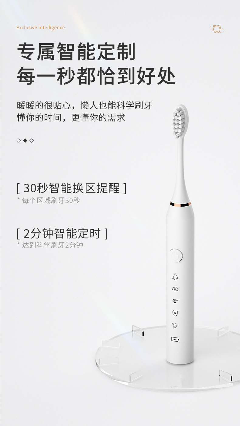 Yuan Tou Factory cross-border electric toothbrush for adults, fully automatic charging type for both men and women, student couple set with soft bristles pic 10
