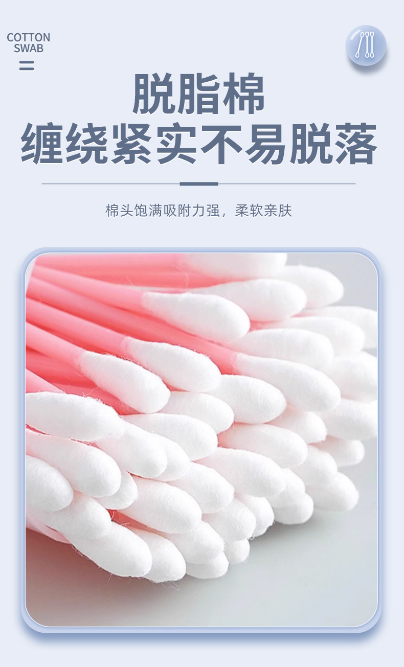 多功能耳勺棉签掏耳朵神器塑芯盒装一次性干湿两用双头棉签jp277详情5