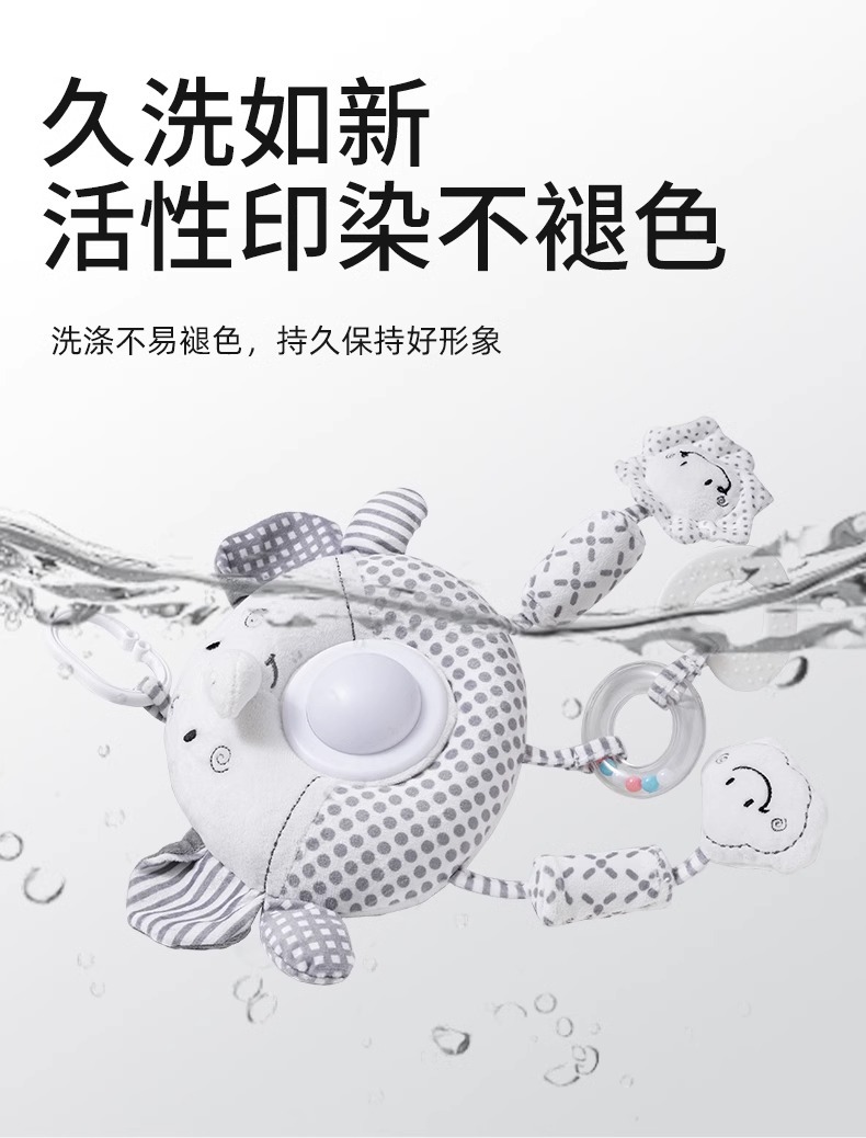 Cross-border baby soothing sound and light wind chime pendant 5-in-1 car bedside bell baby toy stroller bed hanging toy pic 12