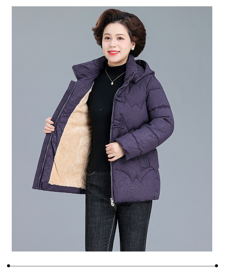 中年妈妈冬季加绒加厚棉衣外套50岁60中老年女士冬装奶奶棉袄大码详情12