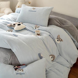 Class A, mother and baby grade, 100 all-cotton three-layer jacquard four-piece set, pure cotton quilt cover, bed sheet, bed cover, washed cotton products for winter pic 25