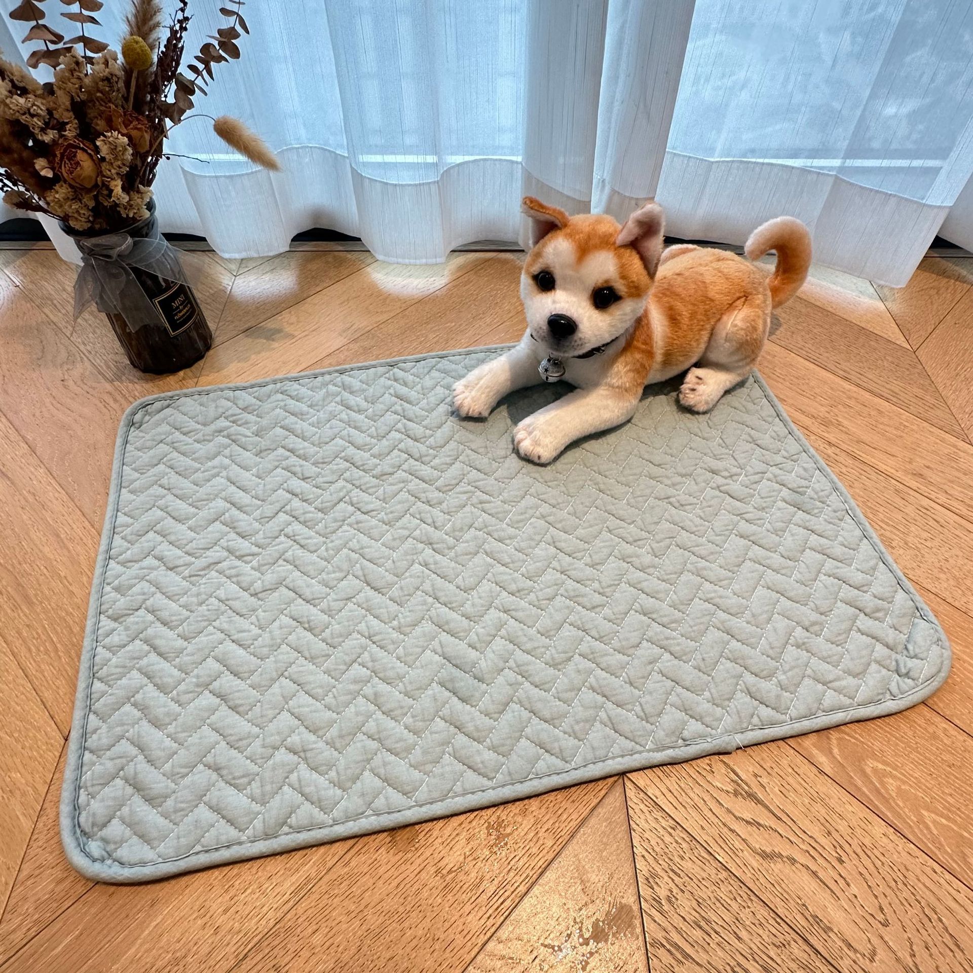 Plain pure cotton floor mat, quilted anti-slip mat, entrance bedroom floor mat, kitchen mat, pet mat, carpet anti-slip and silent pic 4