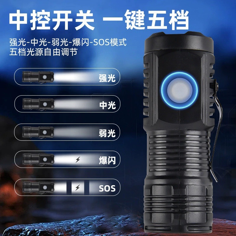 三眼小怪兽强光爆亮手电筒迷你长续航多功能带磁铁充电防爆应急详情6