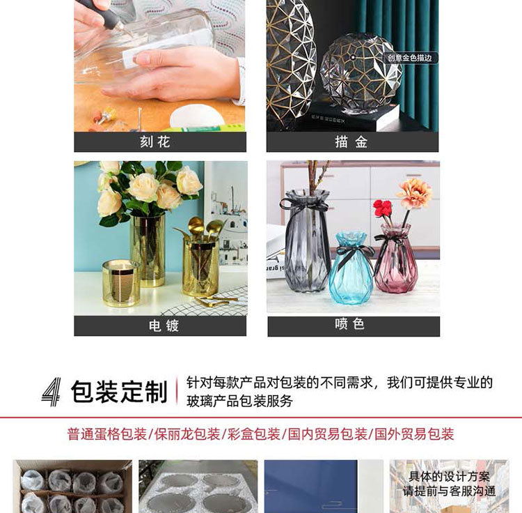 现代轻奢琉璃花瓶客厅插花玻璃花器会议桌玄关摆件高级感玻璃装饰详情40