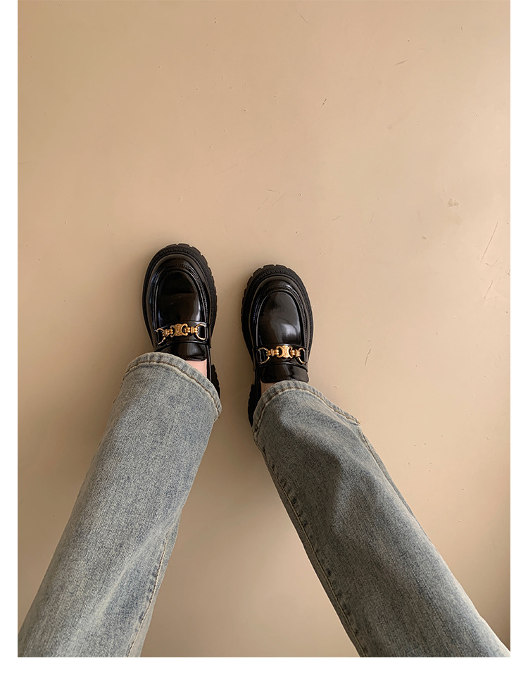 全牛皮~真皮小皮鞋女英伦风乐福鞋2023年新款圆头厚底日常JK单鞋详情36