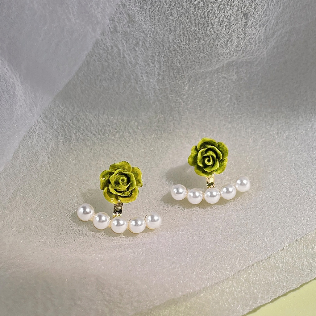 Forest-themed fresh and delicate ~925 silver needle, a pair of pearl flower stud earrings plated with 14K gentle earrings and earring accessories pic 9