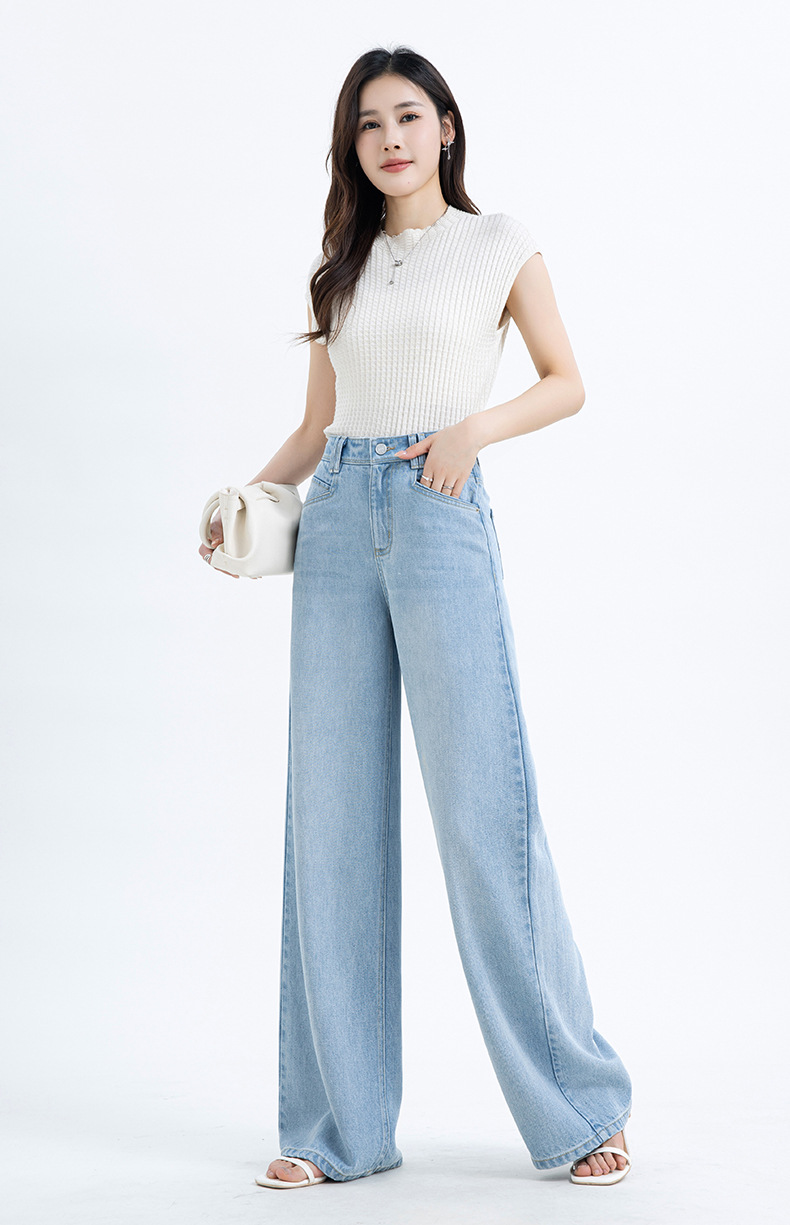 如果2026年夏季新款中高腰宽松阔腿裤女莱赛尔天丝垂顺牛仔裤8173详情17