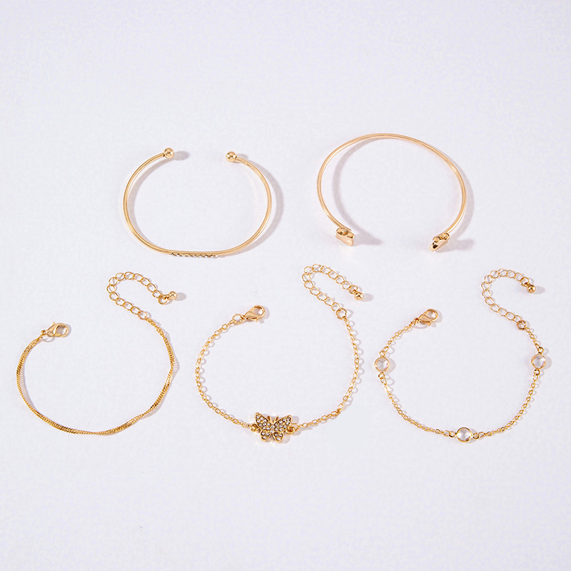 欧美跨境饰品 复古个性麻花手链仿宝石夸张朋克手镯手链4条装批发详情15