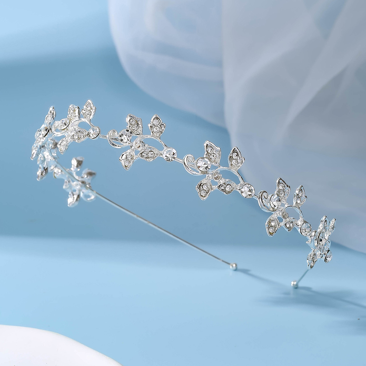 Summer headband: Silver, simple and fresh, ladylike, Instagram influencer style headband. Sweet diamond-encrusted headband pic 11