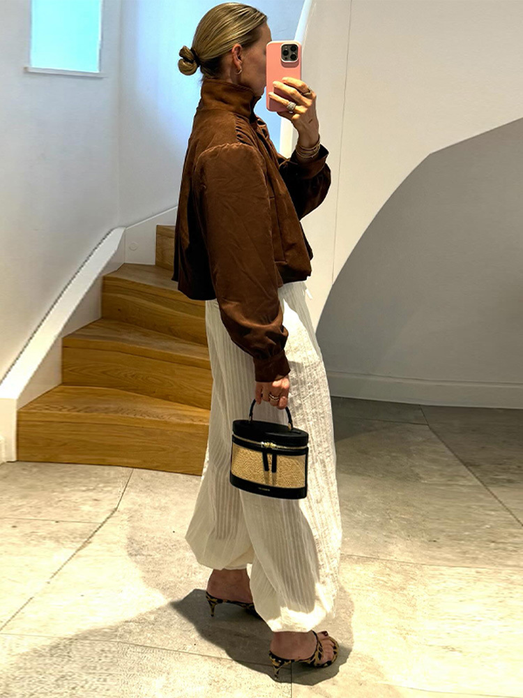 European and American cross-border 2025 Spring and Autumn Fashion New retro jacket coat, loose lapel short brown versatile top pic 4