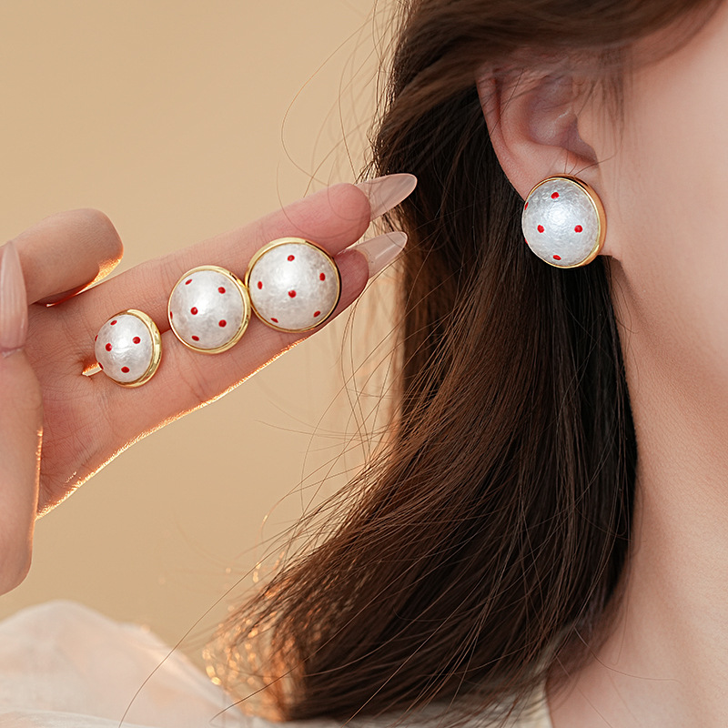 银针法式复古波点棉花珍珠耳钉时尚潮流百搭耳环简约高级感耳饰女详情1