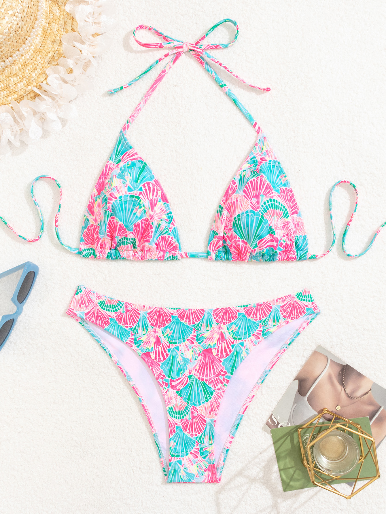 2026 New European and American cross-border bikini print leopard print strap triangular cup sexy bikini two-piece swimsuit for women pic 32