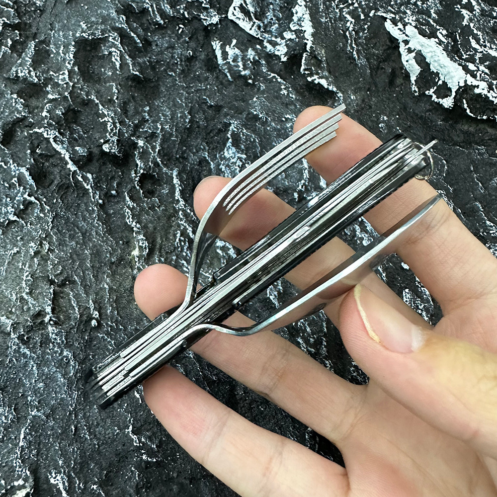 Mini folding knife, fork and spoon set, detachable combination, outdoor mountaineering and travel tableware, multi-opening aluminum handle Swiss knives pic 11