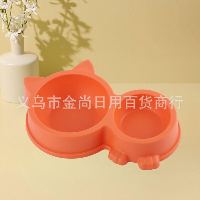 跨境新款糖果色宠物慢食碗狗盆猫粮碗食盆小型宠物猫咪款双碗装水详情3