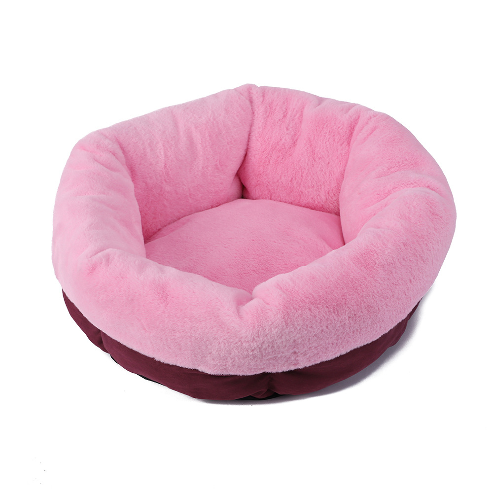 Winter fleece thickened pet sleeping beds, thickened rabbit fur turned out, pet round beds, thickened anti-slip bottom dog beds wholesale pic 20