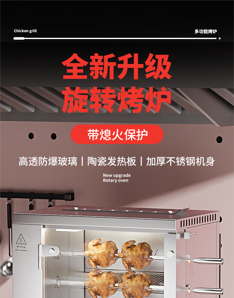 Commercial vertical multi-functional 3-roller, 5-roller and 7-roller chicken roasting ovens, fully automatic rotating chicken roasting equipment specially designed for hotels and restaurants pic 3