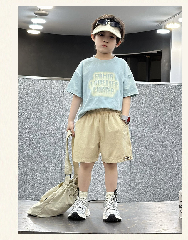 2024夏季简约薄款儿童短裤男童女童童装一件代发批发外贸纯棉短裤详情12