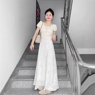 Gentle style, white moonlight dress, fairy-like, super fairy-like, high-end, French style, early autumn pure apricot long-sleeved dress pic 13