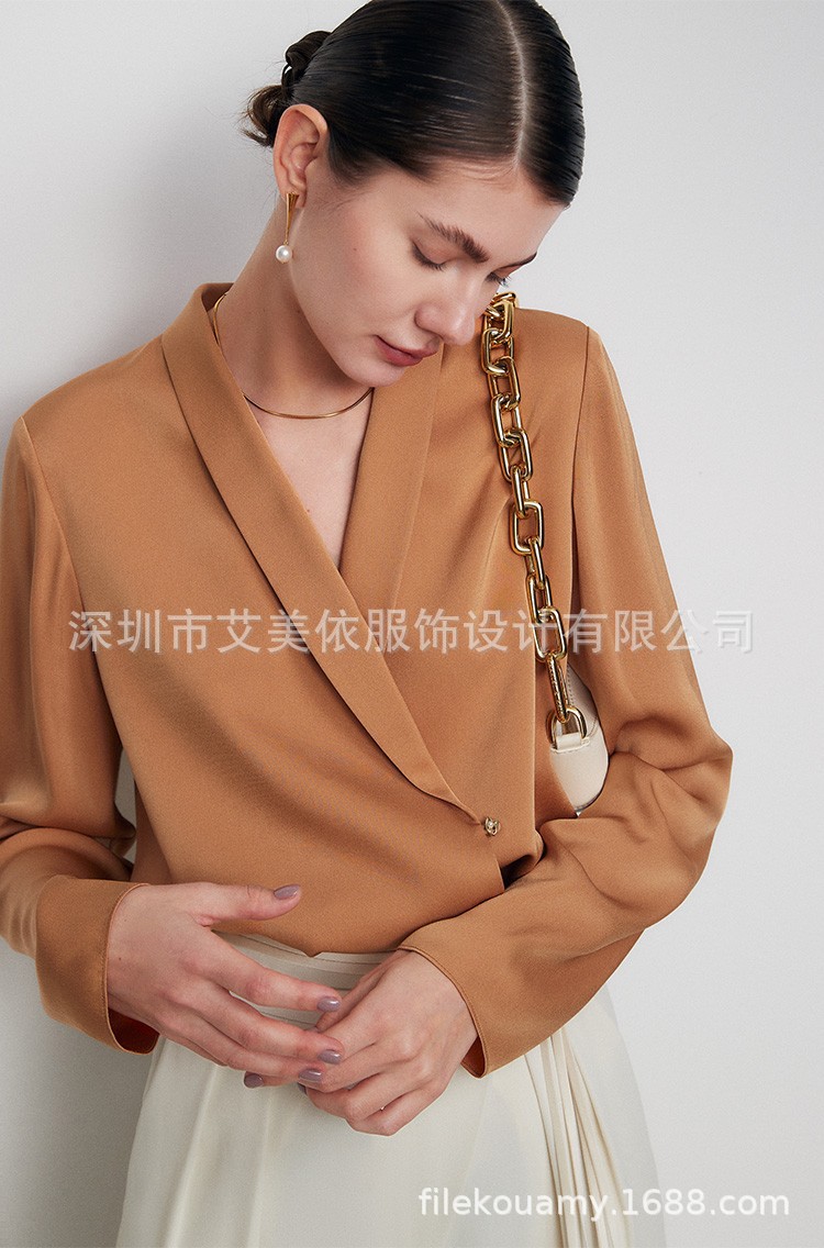 2023新精品双层真丝衬衫春夏衬衫女 重磅长袖OL通勤女装一件代发详情7