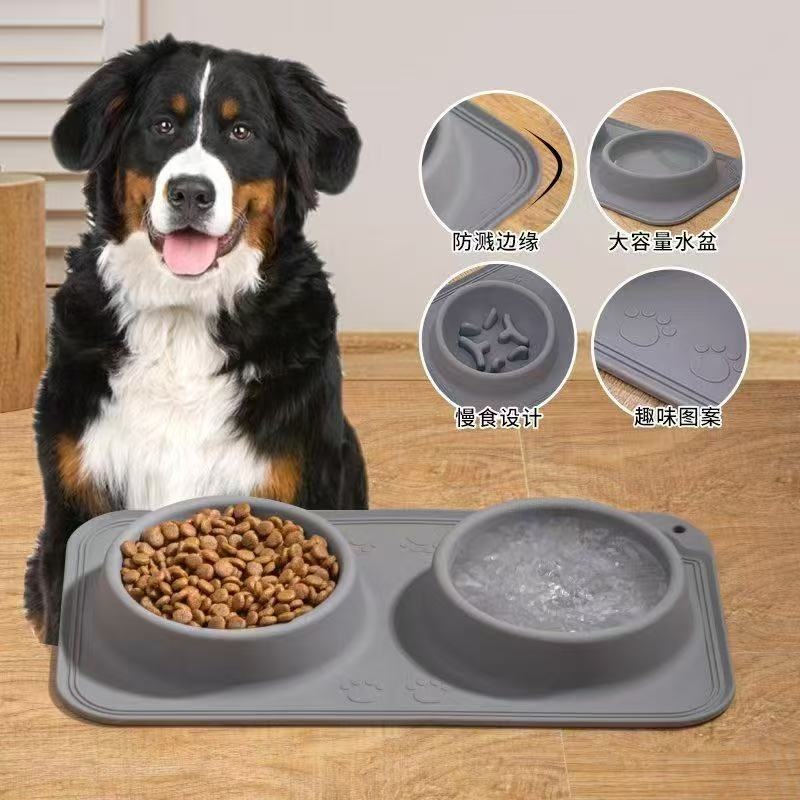 Silicone pet feeding tray, anti-tipping and anti-spillage, large-capacity pet feeding tray, suitable for both dogs and cats, cross-border pic 1
