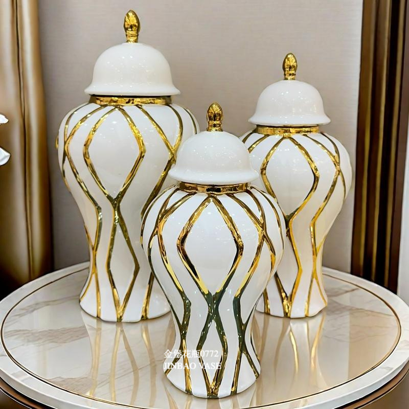 Nordic creative ceramic vases, rotating aesthetic ornaments, high-end living room entrance hall tabletop, dining table, dried flower decorations pic 1