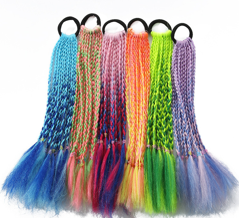 Colorful braids for children, hip-hop gradient short braids, hair bands, ponytails, dreadlocks, wigs, European and American Tibetan hair accessories pic 5