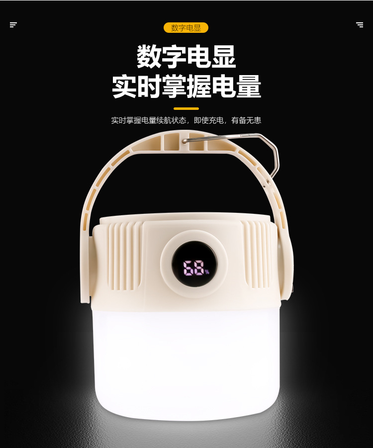 太阳能野营灯户外超亮充电手电筒露营灯泡帐篷灯照明灯夜市摆摊灯详情8