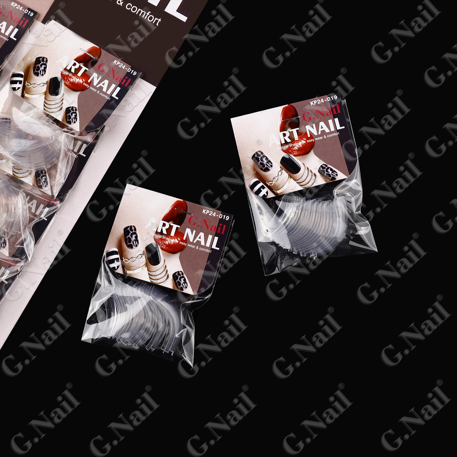 Gnail12片24包卡装美甲假指甲自然色美甲透明美甲欧美透明甲批发详情4
