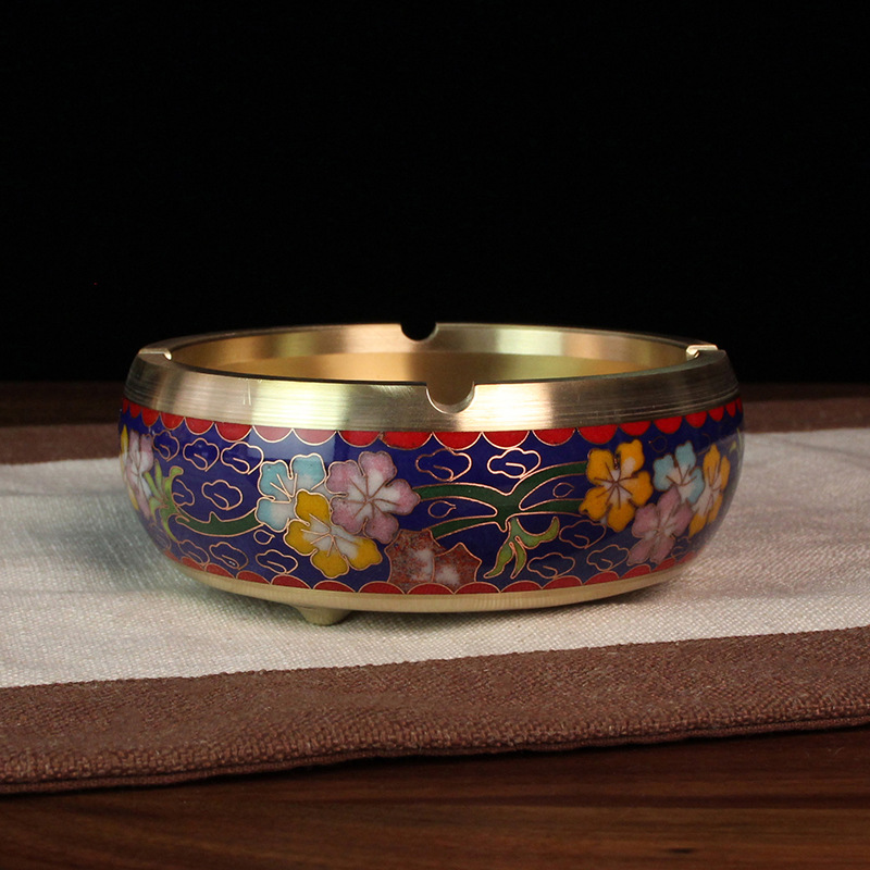 Beijing Cloisonne craft cultural gift and decorative items, traditional cast copper filigree low-temperature enamel ashtrays pic 13