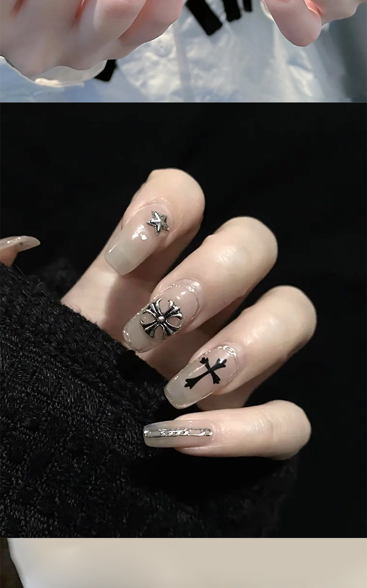Factory direct sales of retro nail alloy jewelry, Crochet cross, lion head, heart, Pharaoh nail drill decoration pic 5