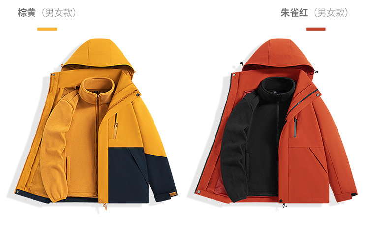 骆陀同款冲锋衣女三合一户外防风防水保暖两件套小个子登山服男详情22