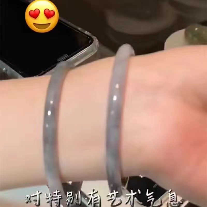 小红书同款粗款叮当镯子时尚冰透玻璃仿玉镯子白月光手镯简约配饰详情6