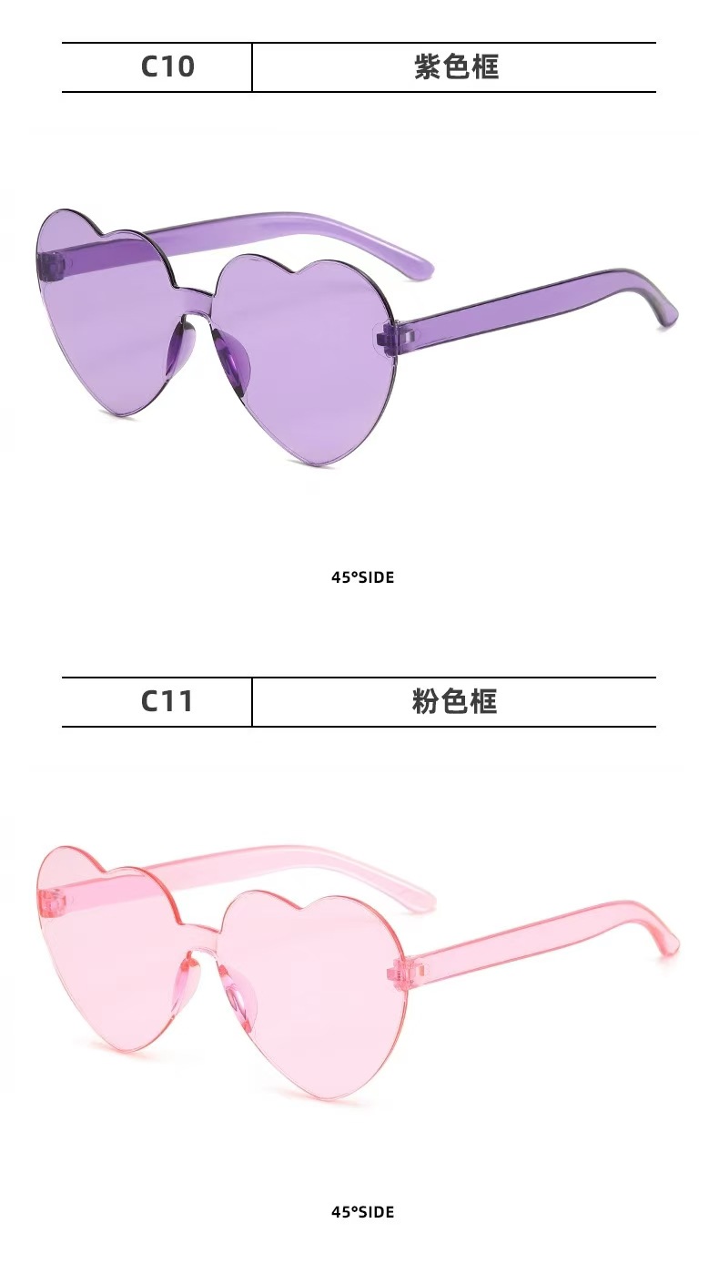 新款跨境儿童爱心太阳镜个性可爱糖果色桃心眼镜生日出游防晒墨镜详情17