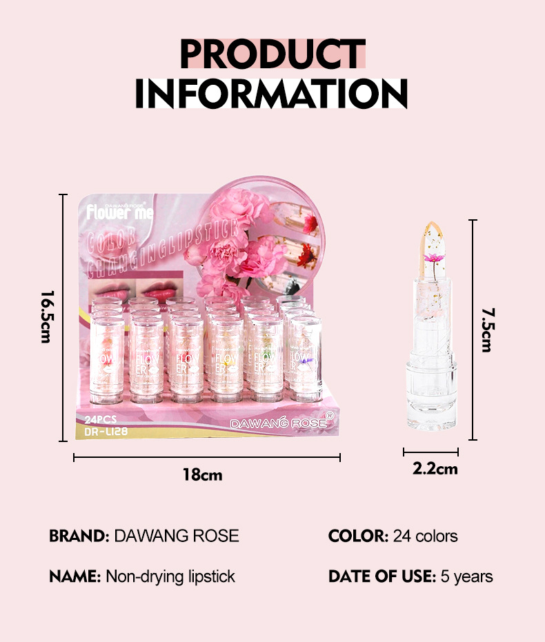 跨境美妆温变干花变色口红唇膏保湿滋润彩妆化妆品批发美妆个护详情11