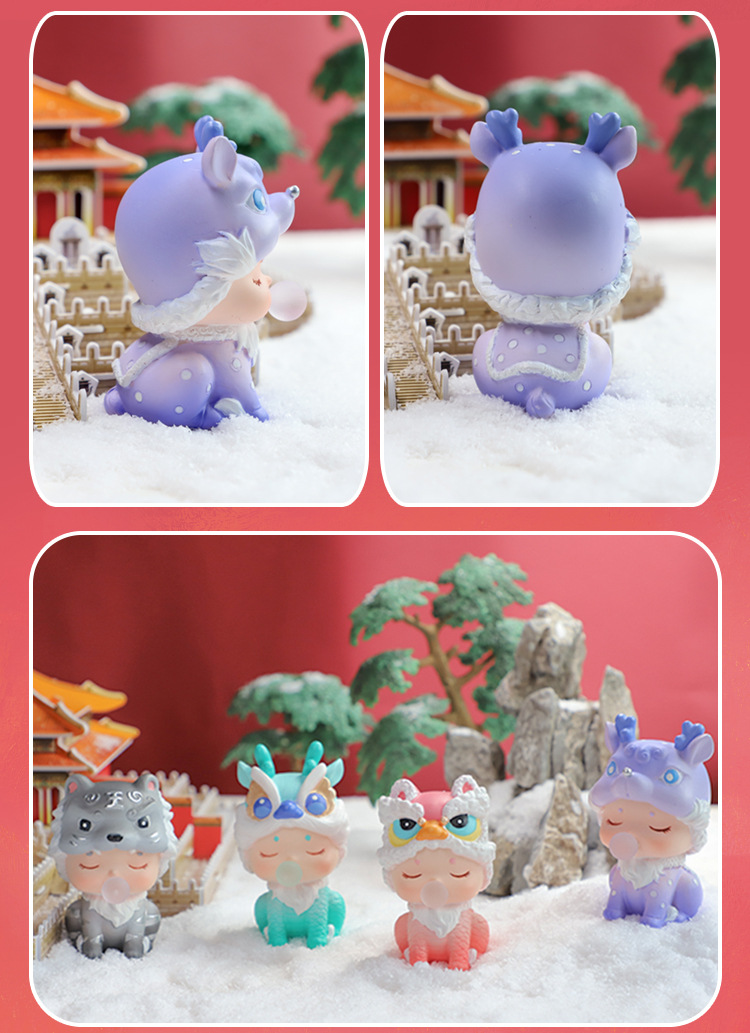 Home desktop ornaments, auspicious beast blind box figurines, illuminated resin handicrafts, festival and birthday gifts, dolls pic 11
