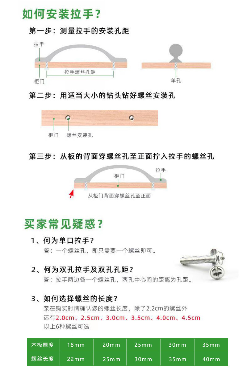 美式铝合金黑色实心圆形拉手 抽屉床头柜单孔简约家具五金门把手详情12